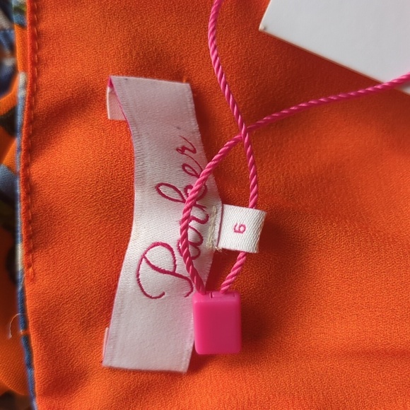 Parker Silk Floral Ruched Mini Dress Orange Purple Size 6 NWT - Picture 9 of 15